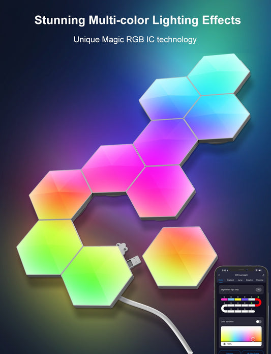 Smart RGB wall panels - controlled by app or remote control (included) + music sync
